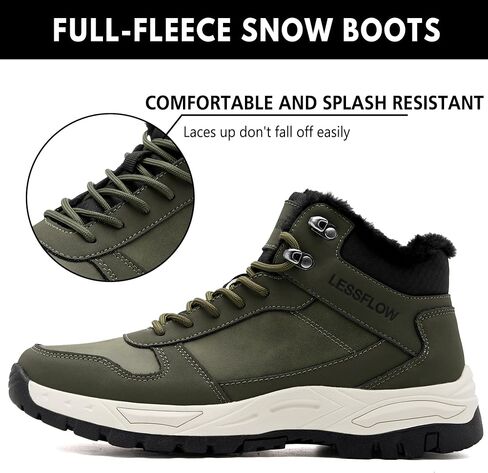 Men's Winter Slip Resistant Snow Boots Warm Fur Lined Cold Shoes Lightweight Slip Resistant Winter Boots Leather Casual Outdoor Work Ankle Sneakers in Saudi Arabia