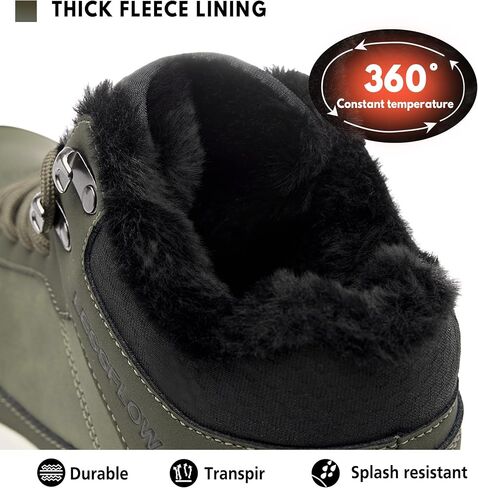 Men's Winter Slip Resistant Snow Boots Warm Fur Lined Cold Shoes Lightweight Slip Resistant Winter Boots Leather Casual Outdoor Work Ankle Sneakers in Saudi Arabia