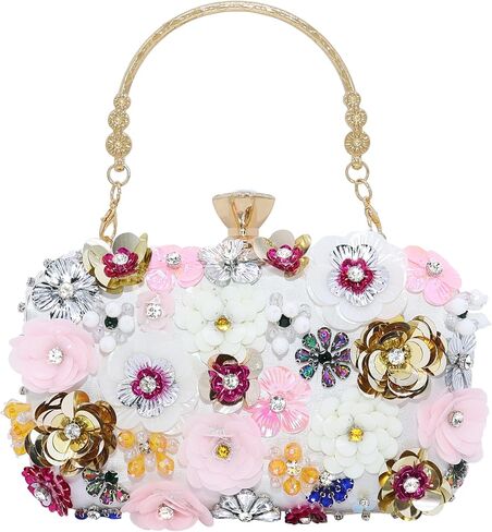 Milisente Women's Clutch Purse Flower Evening Handbag Chain Strap Shoulder Bag With Handle in Saudi Arabia