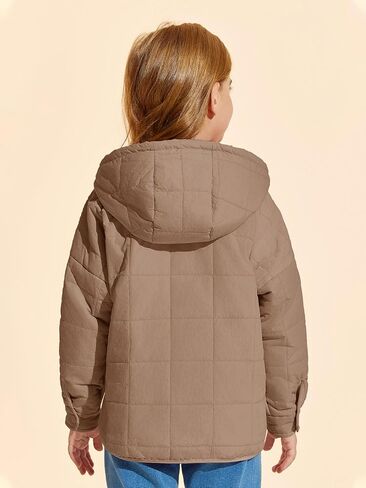Haloumoning Girls Winter Quilted Hoodies Kids Pullover Hooded Sweatshirts with Pockets 5-14 Years in Saudi Arabia