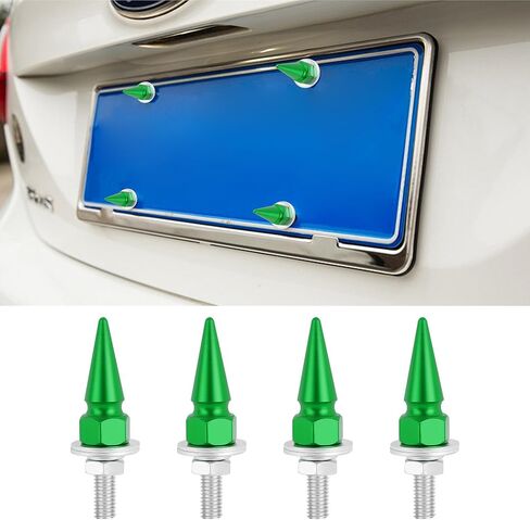 4PCS Spikes License Plate Screws for Car,Personalized License Plate Bolts and Nuts as Car Decor,Universal Licence Plate Screw Set Car Accessories Fit for Cars Motorcycles SUVs (Black) in Kuwait