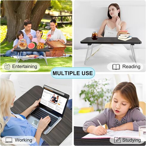 Foldable Lap Desk for Laptop, 23.62Inch Laptop Lap Desk with Computer & Phone Stands, Ergonomic Laptop Stand, Portable Laptop Tray for Working, Studying, Writing, Black Sponge Leg with Drawer in Saudi Arabia