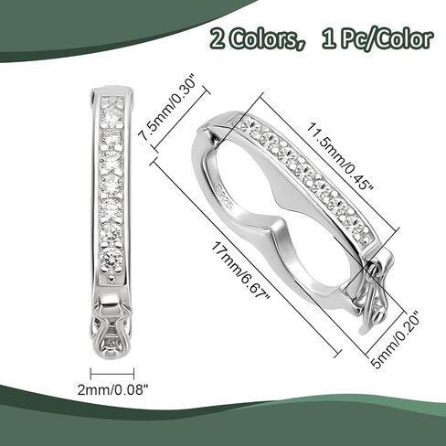 PH PandaHall 925 الفضة الاسترليني قلادة تقصير المشبك 2PCS سوار تمديد المشبك الذهبي الفضة اللؤلؤ محسن انقر المشبك قابل للفتح زركونيا المشبك ل6mm الخرز قلادة سوار المجوهرات in Kuwait