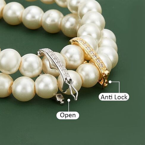 PH PandaHall 925 الفضة الاسترليني قلادة تقصير المشبك 2PCS سوار تمديد المشبك الذهبي الفضة اللؤلؤ محسن انقر المشبك قابل للفتح زركونيا المشبك ل6mm الخرز قلادة سوار المجوهرات in Kuwait