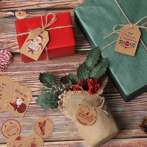 Mr. Pen- Christmas Gift Tags, 100 pcs, with Hemp Rope, 10 Designs, Kraft Paper Tags, Gift Tags with String, Brown Tags, Christmas Tags for Gifts, Blank Gift Tags, Gift Bag Tags for Gift Bags, Gift Tag in Kuwait