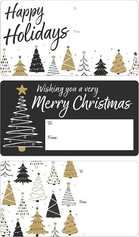 Black and Gold Christmas Gift Tags, 75 Gift Wrap Tags, Peel and Stick Christmas Gift Tags in Saudi Arabia