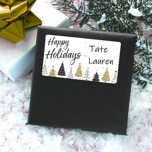 Black and Gold Christmas Gift Tags, 75 Gift Wrap Tags, Peel and Stick Christmas Gift Tags in Saudi Arabia