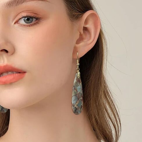 SELOVO Boho Stone Earrings for Women Trendy Teardrop Dangle Earrings Fishhook Drop Earrings in Saudi Arabia