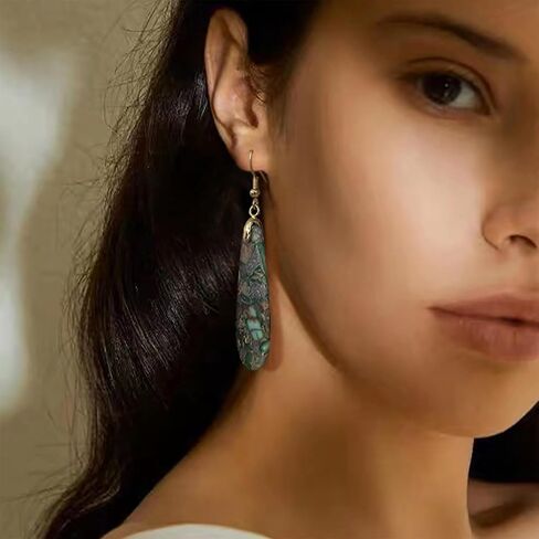 SELOVO Boho Stone Earrings for Women Trendy Teardrop Dangle Earrings Fishhook Drop Earrings in Saudi Arabia