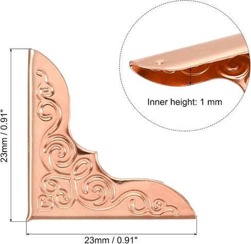 PATIKIL 23mm Metal Book Corners, 60pcs Photo Corners Book Corners Protector Retro Metal Decorative for Crafting Scrapbook Photo Album Book Binding, Gold Tone in Saudi Arabia