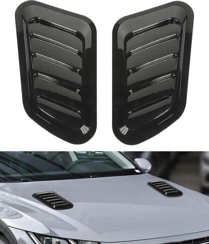 2PCS Car Hood Vent Trim,Car Accessories Bonnet Vent Hood Air Intake Trim Cover,Car Engine Vent Hood,Car Exterior Parts,Hood Air Vents for Car Hood Scoop,for Car Modification (Black) in Saudi Arabia