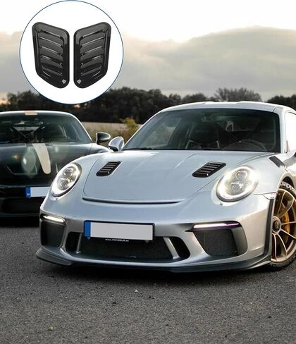 2PCS Car Hood Vent Trim,Car Accessories Bonnet Vent Hood Air Intake Trim Cover,Car Engine Vent Hood,Car Exterior Parts,Hood Air Vents for Car Hood Scoop,for Car Modification (Black) in Saudi Arabia