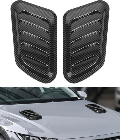 2PCS Car Hood Vent Trim,Car Accessories Bonnet Vent Hood Air Intake Trim Cover,Car Engine Vent Hood,Car Exterior Parts,Hood Air Vents for Car Hood Scoop,for Car Modification (Black) in Saudi Arabia