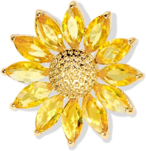 Sunflower Brooch Pin Yellow Crystal Flower Petal Lapel Brooches for Women Girls Fashion Jewelry Gift in Kuwait