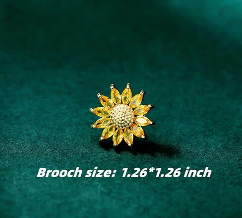 Sunflower Brooch Pin Yellow Crystal Flower Petal Lapel Brooches for Women Girls Fashion Jewelry Gift in Kuwait