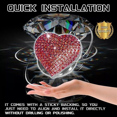 Car Push Start Button Cover Bling Heart Shape Engine Start Button Cover, Diamond Ring Push Start Button Cover Sticker for Women Girls, Rhinestone Ignition Button Decal Crystal Decor (Pink) in Saudi Arabia