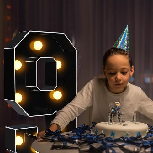 Ganeen 2.3 قدم سرادق أسود LED تضيء أرقام سرادق LED عملاقة لديكورات أعياد الميلاد وخلفية استحمام الطفل وديكور أرقام DIY وأضواء لوحة إسفنجية مسبقة القطع لوازم الذكرى السنوية (رقم 5) in Kuwait