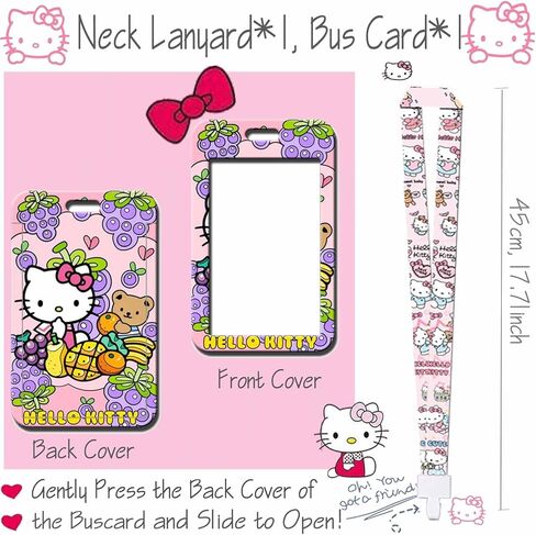 Kawaii Hello Pink Kitty Merchandise Stuff Gift Set for Girls, Cute Kitty Cat Accessories Drawstring Bag,Purse, Keychain Lanyard,Badge Card Holder,Button Pins, Friend Necklace,Bracelet,Stickers in Saudi Arabia