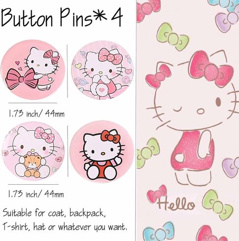 kawaii مرحبا الوردي كيتي البضائع هدية مجموعة للفتيات، لطيف كيتي القط الملحقات الرباط حقيبة، محفظة، سلسلة المفاتيح الحبل، حامل بطاقة شارة، دبابيس زر، قلادة صديق، سوار، ملصقات in Saudi Arabia