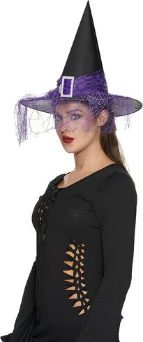 إبداعات Spooktacular الهالوين قبعة الساحرة للنساء، قبعات ساحرة من الدانتيل باللون الأحمر والأرجواني للبالغين، إكسسوارات الهالوين النسائية in Saudi Arabia