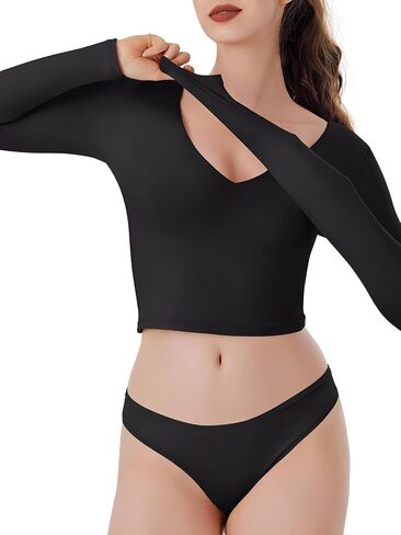 REORIA Women's V Neck Long Sleeve Slim Fitted Crop Tops Soft Layering Basic Shirt 2024 Fall Going Out Top in Saudi Arabia