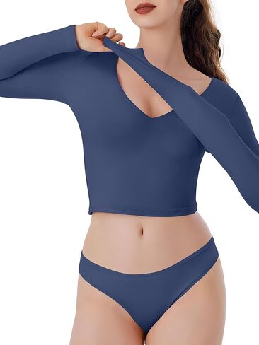 REORIA Women's V Neck Long Sleeve Slim Fitted Crop Tops Soft Layering Basic Shirt 2024 Fall Going Out Top in Saudi Arabia