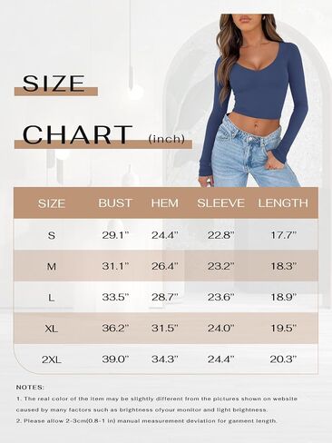 REORIA Women's V Neck Long Sleeve Slim Fitted Crop Tops Soft Layering Basic Shirt 2024 Fall Going Out Top in Saudi Arabia
