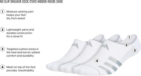 adidas Men's Superlite Stripe 3 No Show Socks (3-Pair) in Saudi Arabia
