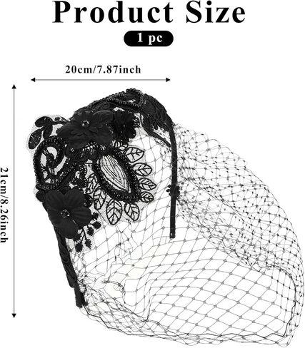 1920s Fascinator شبكة الحجاب جنازة الحجاب للنساء الأسود الزفاف الحجاب الأسود عقال الشاي حزب الفاسناتور الحجاب جنازة خوذة للنساء in Saudi Arabia