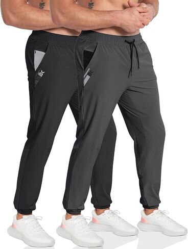 سروال BROKIG الرجالي INZIP Workout Jogger Track، سروال رياضي رياضي متباين خفيف الوزن للجري وجيوب بسحاب in Kuwait