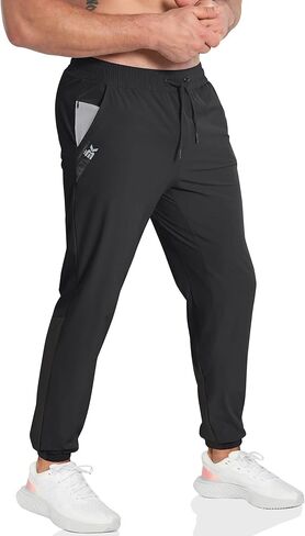BROKIG Mens INZIP Workout Jogger Track Pants,Contrast Gym Athletic Sweatpants Lightweight Running Pants Zipper Pockets in Kuwait