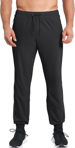 BROKIG Mens INZIP Workout Jogger Track Pants,Contrast Gym Athletic Sweatpants Lightweight Running Pants Zipper Pockets in Kuwait