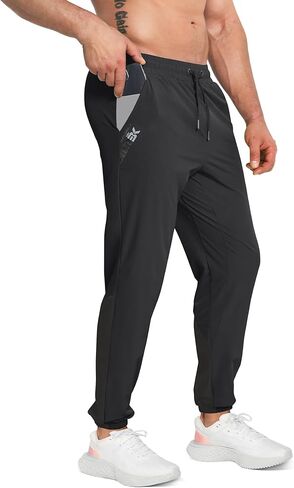BROKIG Mens INZIP Workout Jogger Track Pants,Contrast Gym Athletic Sweatpants Lightweight Running Pants Zipper Pockets in Kuwait