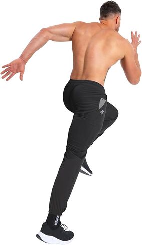 BROKIG Mens INZIP Workout Jogger Track Pants,Contrast Gym Athletic Sweatpants Lightweight Running Pants Zipper Pockets in Kuwait