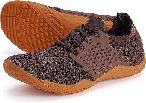 WHITIN Men's Trail Running Shoes Minimalist Barefoot Zero Drop Sneakers Wide Width Size 14 Toe Box Gym Workout Fitness Breathable Brown Gum 48 in Saudi Arabia