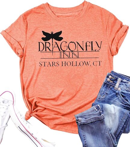 Dragonfly Inn Stars Hollow Shirt for Women Gilmore Dragonfly T-Shirt Funny Graphic Printed Short Sleeve Tee Tops in Kuwait