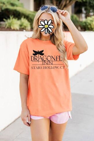 Dragonfly Inn Stars Hollow Shirt for Women Gilmore Dragonfly T-Shirt Funny Graphic Printed Short Sleeve Tee Tops in Kuwait