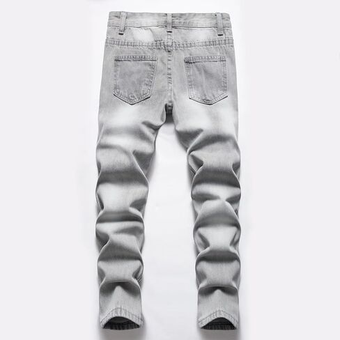 Boy's Stretch Comfy Ripped Jeans Skinny Stylish Distressed Washed Denim Jeans Pants in Kuwait