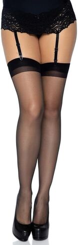 Leg Avenue Women's Sheer Lace Top Thigh High Stockings with Backseam in Saudi Arabia
