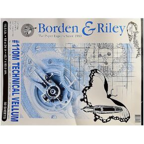 Borden & Riley 18" x 24" #110M Technical Vellum Pad, 100% Cotton, 60 GSM/16 LB, 50 Sheets, 1 Pad Each (110P182450)