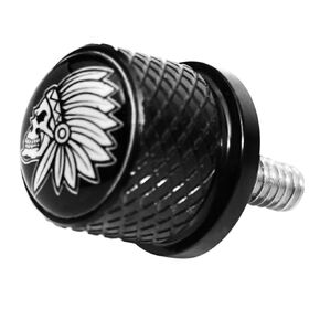 Black Stainless Knurled Fender Seat Bolt Screw 1/4"-20 Thread Compatible with Harley Sportster Touring Softail Dyna CVO Electra Glide Street Glide 1996-2020- Indian Skeleton