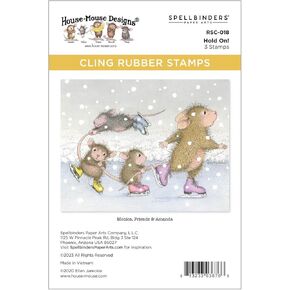 Spellbinders Hold On House-Mouse Cling Rubber Stamp, Red
