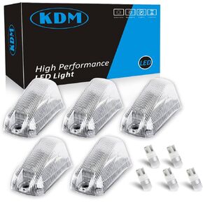 KDM Clear Lens Housing with White Led Bulb Cab Roof Top Marker Lights assembly Fit for 2014-2023 Dodge ram ProMaster 1500 1500 2500 3500 Pick up Truck Van，Mounted Running Clearance Lamp,5Pcs Pack