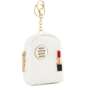 سلسلة مفاتيح حقيبة ظهر صغيرة من WOZEAH للنساء، حقيبة صغيرة لتغيير العملات المعدنية مع سحاب لبطاقة المفاتيح وأحمر الشفاه وحقيبة مستحضرات التجميل (وردي N) in Kuwait