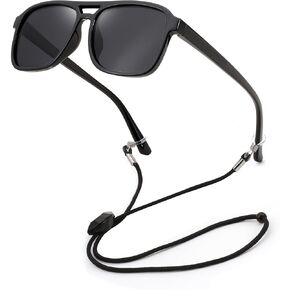 FEISEDY Kids Polarized Sunglasses Flexible TPEE Rubber Toddler Aviator Shades with Strap for Boys Girls Age 3-9