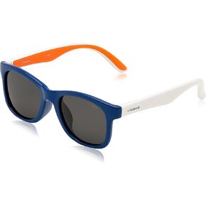 Polaroid Sunglasses (Safilo Group) Kids' PLD8001/S Polarized Square Sunglasses, Blue Orange/Gray, 48 mm