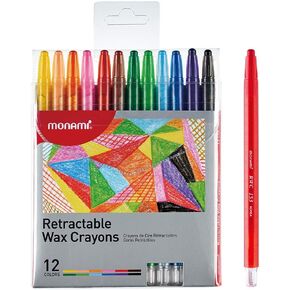 MONAMI Retractable Wax Crayons, Twistables Crayons, Assorted Colors, 16-Pack