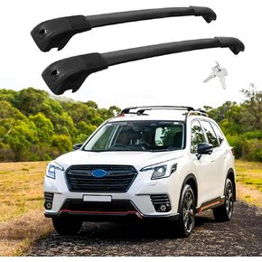 قضبان متقاطعة لرف السقف قابلة للقفل متوافقة مع 2018-2023 Subaru Crosstrek / 2017-2023 Impreza (للقضبان الجانبية المرتفعة)، قضبان شحن من الألومنيوم بسعة تحميل 200 رطل لدراجة الأمتعة على السطح