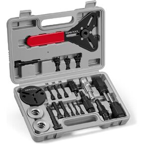 Air Conditioner Clutch Holding Tool A/C Compressor Clutch Remove Install Kit 23 Piece Compressor Tool kit Complete Set of Automotive Tools, hub with Spanner