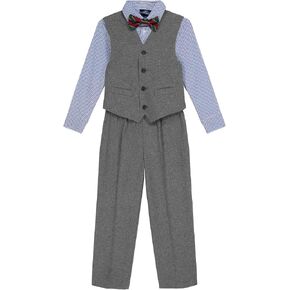Tommy Hilfiger Boys' 4-piece Formal Suit Vest Set, Includes Dress Shirt, Dress Pants, Vest & Tie